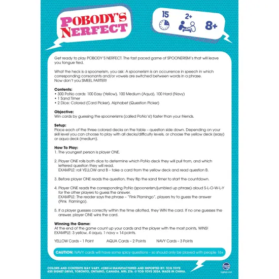 Longshore: Pobody's Nerfect Game - Party Game, 300 Sturdy Cards, 900 Hilarious Spoonerisms, 3 Levels of Play, Kids Ages 8+, 2+ Players, 15 Min {6}