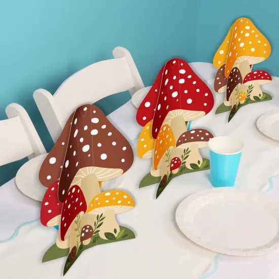 Big Dot of Happiness 3D Wild Mushrooms Centerpiece Table Decorations, Freestanding Red Toadstool Fall Decor, Birthday Party Centerpieces - 8 Count {6}