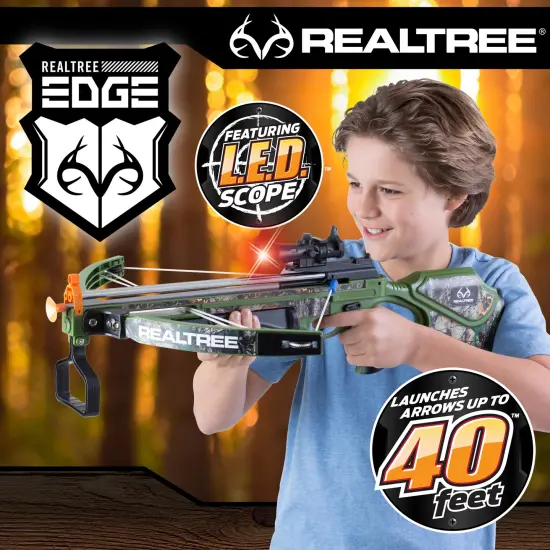 RealTree: Toy Compound Crossbow Set - 26" - Green-Camo - Suction-Tipped Arrows, Target, LED Scope, Ergonomic Grip, Shoots Up to 40', Archery, Kids 8+ {4}
