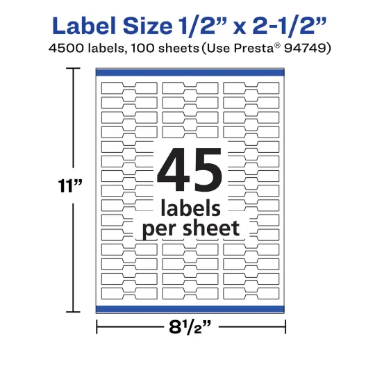 Avery Durable Waterproof Barbell Labels with Sure Feed, 1/2" x 2.5" {5}