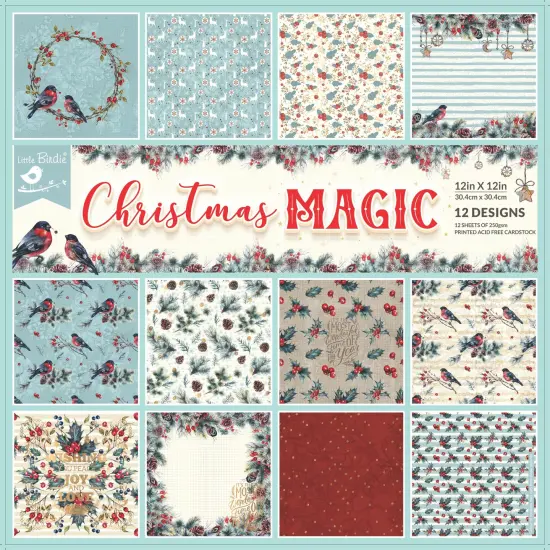 Little Birdie Cardstock 12 Sheet Pack 12"X12"-Christmas Magic {2}