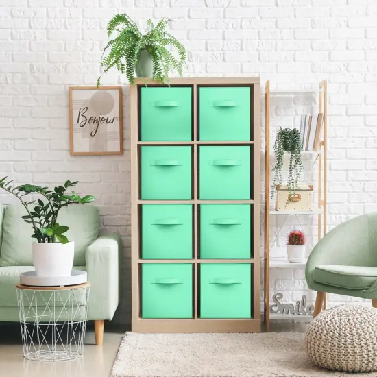 Sorbus Large 13" Storage Bins - 8 Pack Sturdy Collapsible Fabric Storage Cubes with Handles Teal {2}