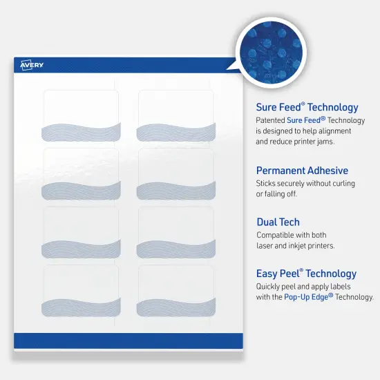 Avery Printable Rectangle Labels with Sure Feed Technology, Pre-Printed Colorful Design, Glossy White, 2" x 3", Laser & Inkjet Compatible, 80 Total, Great for Branding, Marketing, and Events {3}