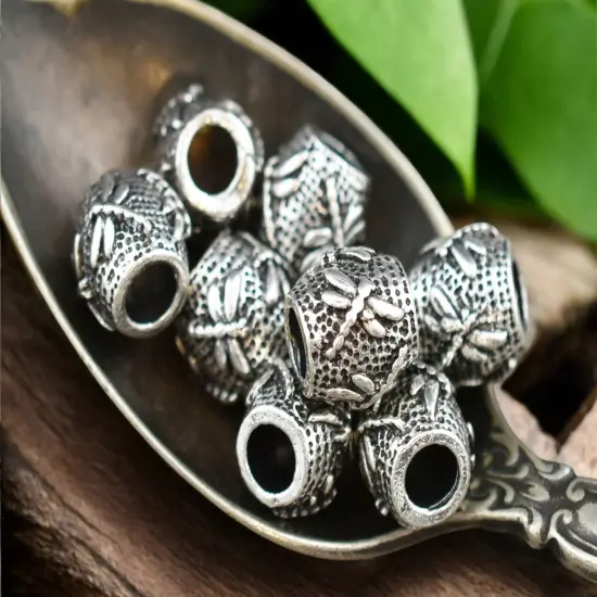 *20* 11x10mm Antique Silver Large Hole Dragonfly Barrel Beads {2}