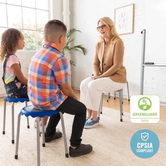 Daisy Stackable Stool Set, Flexible Seating, 8-Piece Blue {5}