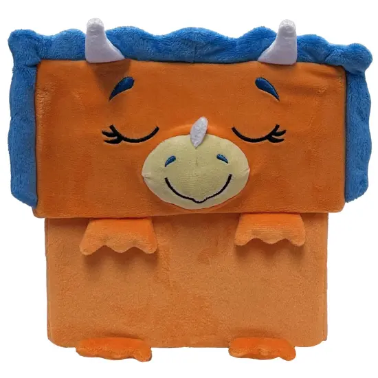 Happy Nappers: Adorable Storables -Dino Triceratops- Brown/Blue- 8&rdquo; Character Box & Surprise 8&rdquo; Plush Toy, Weighted Paws, Square Storage Bin, Kids 1+ {4}