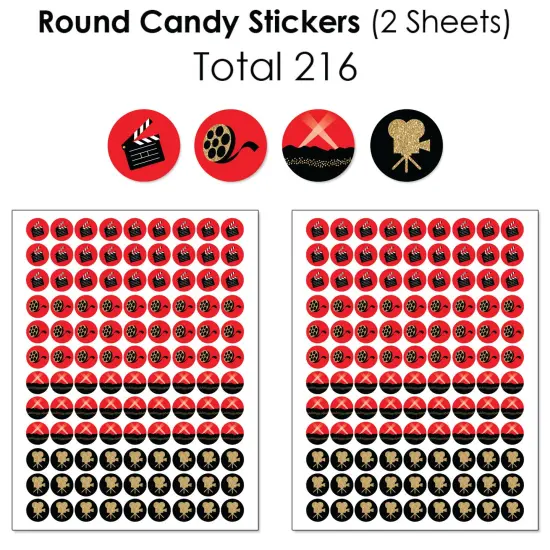 Big Dot of Happiness Red Carpet - Movie Night Party Candy Favor Sticker Kit - 304 Pieces {6}
