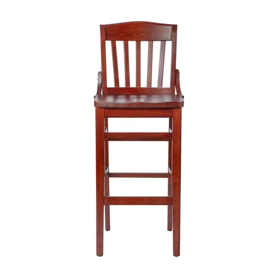 Emma and Oliver School House Back Wooden Restaurant Dining Barstool Mahogany {5}
