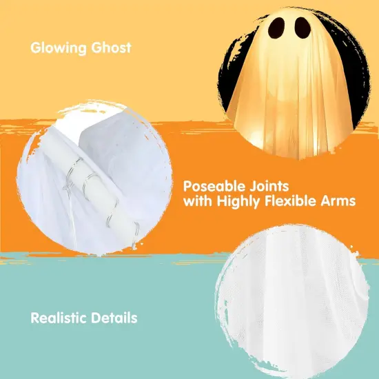 2 Pcs 47&rdquo; Halloween Light up Hanging Ghost Decoration {2}
