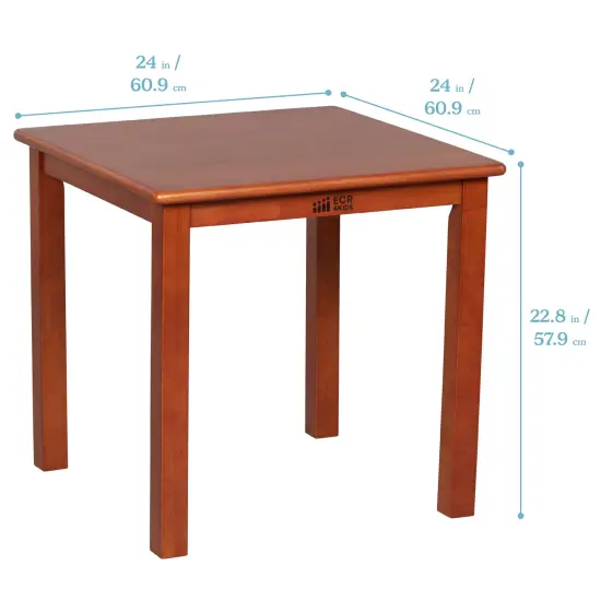 24in Square Hardwood Table with 22in Legs, Kids Furniture Dark Walnut {2}