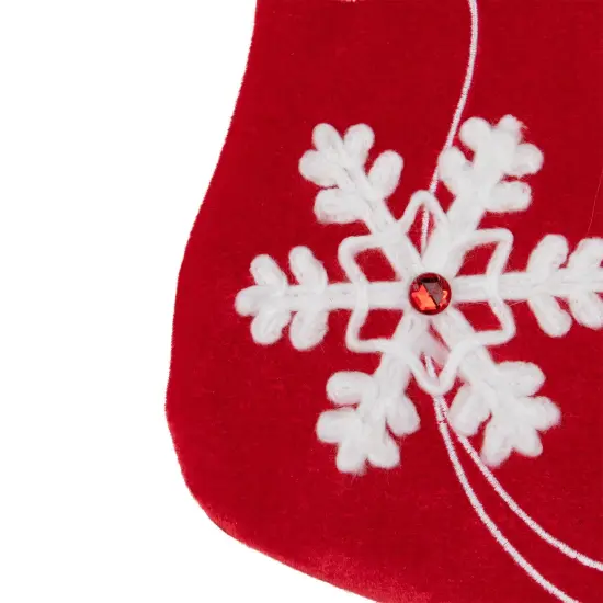 Northlight 20.5-Inch Red and White Velvet With White Snowflake Christmas Stocking {7}