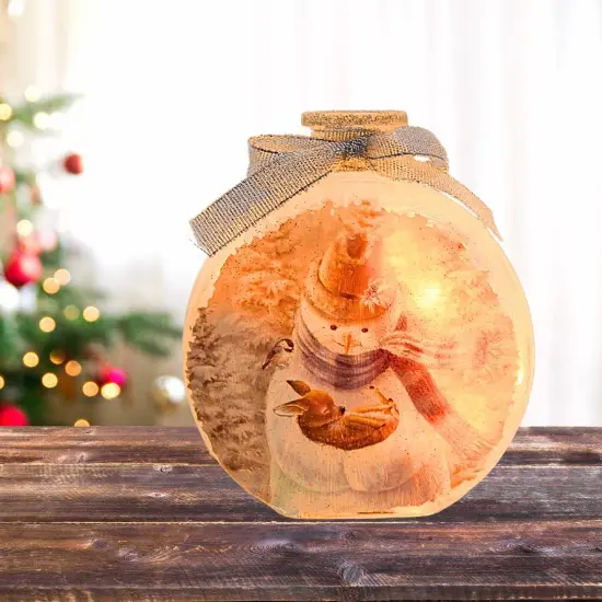 Stony Creek 4.5 Inch Soft Winter Fawn Round Jar Christmas Lighted Glass Accent , Christmas Decor Electric Pre-Lit SNOWMAN {4}