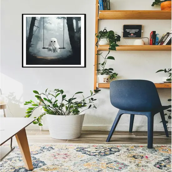 Ghost Sitting on Swing Paint by Numbers Kit for Adult, Halloween Paint by Number, Misty Forest Landscape Easy Acrylic DIY Oil Painting on Canvas for Gift Home Wall Decor(16x20inch, No Frame) {3}