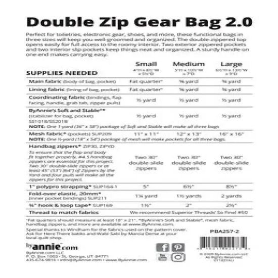 Double Zip Gear Bags 2.0 by Annie Patterns {2}