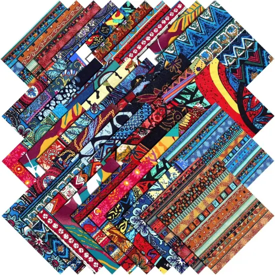 40 Pcs 10 x 10 Inch African Print Fabric Indian Cotton {1}