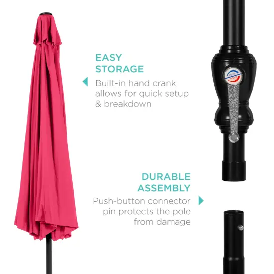 Best Choice Products 10ft Outdoor Steel Market Patio Umbrella w/ Crank, Tilt Push Button, 6 Ribs Hot Pink {6}