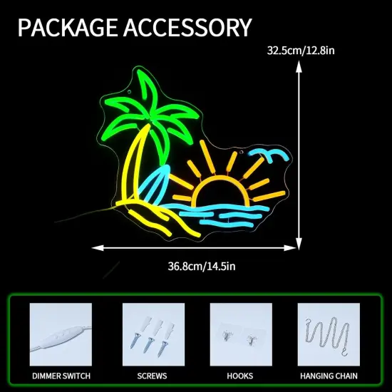 Summer Tropic Neon Sign &ndash; Dimmable Coconut Tree LED Light for Bar, Bedroom & Party Decor {3}