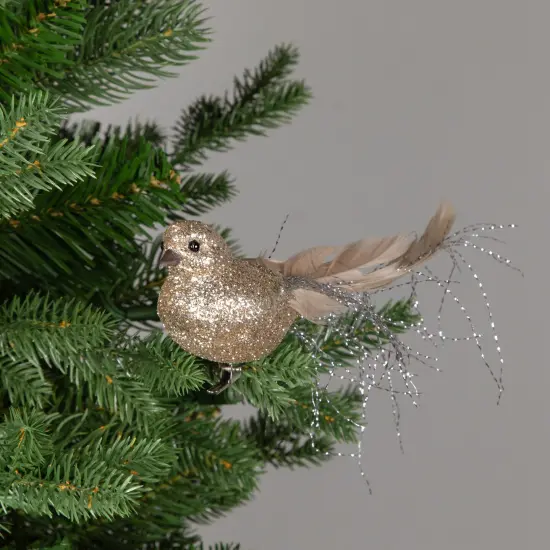 Northlight Glittered Birds Clip-On Christmas Ornaments - 7.5" - Gold - Set of 2 {3}