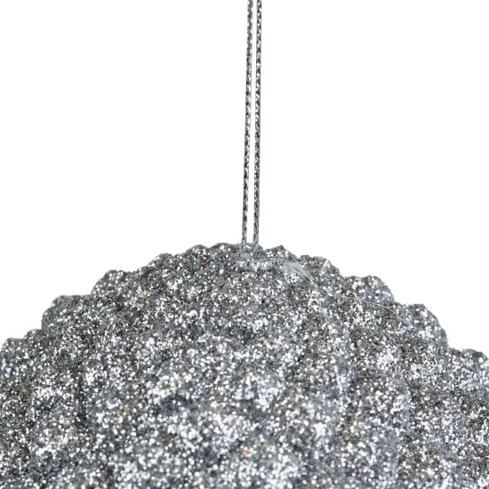 Northlight Glitter and Sequin Pine Cone Christmas Ornament - 5" - Silver {6}
