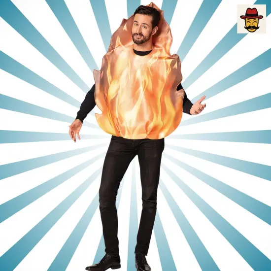 Flaming Fire Adult Costume Funny Flame Tunic Outfit for Halloween {3}