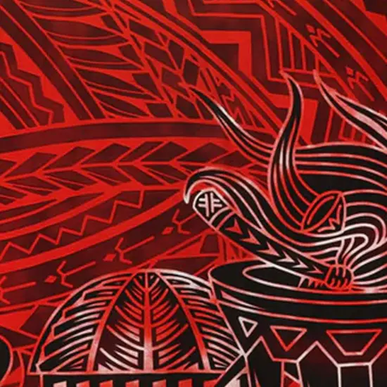 Talofa Samoa Kava Bowl Polyester Sarong 72" L x 45" W Green {3}