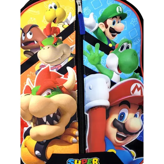 Nintendo Super Mario Bros 16" Polyester School Backpack with Front Zipper and two Side Mesh Pockets {5}