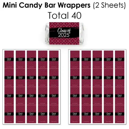 Big Dot of Happiness 2025 Maroon Graduation Party Candy Favor Sticker Kit - 304 Pieces {4}