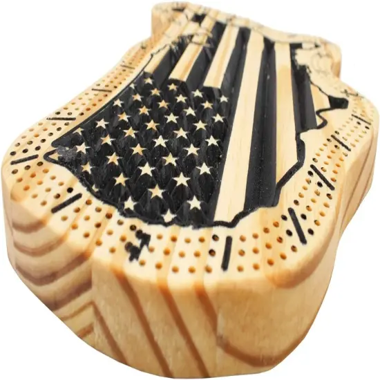 Albertville Design United States Cribbage Board - Handmade and Carved - USA Traditional Board, Makes a Great Gift {3}