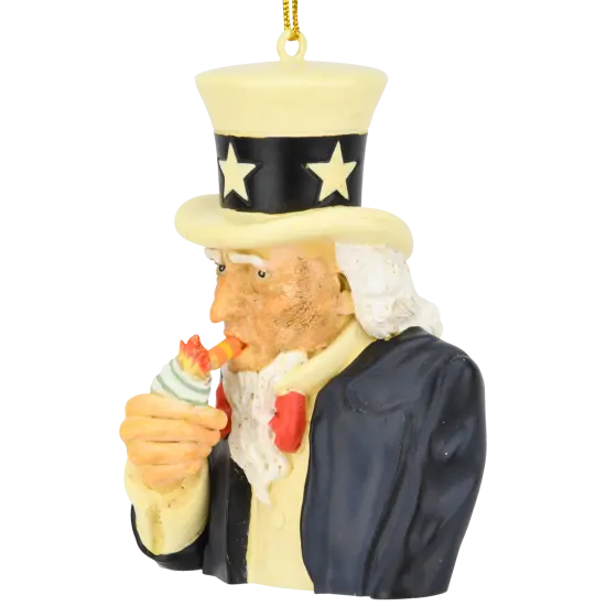 Tree Buddees Uncle Sam Lighting a Cigar with $100 Bills Funny Spending Habits Ornament {1}