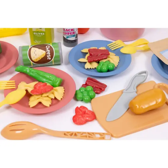 NurtureNature: Imaginative Minds - Farfalle Cooking Set - 44pc Toy Food, Kitchen Pot, Utensils, Pasta, Seasonings, Pretend Play, Eco-Friendly, Kids 3+ {7}