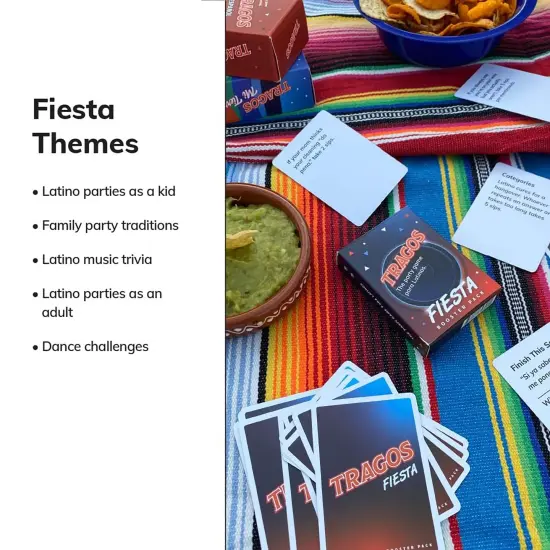 Tragos: Fiesta Booster Pack - The Party Game For Latinos, 55 New Party-Themed Drinking Cards, Relatable Hilarious Cultural Spanglish Adult Card Game {3}