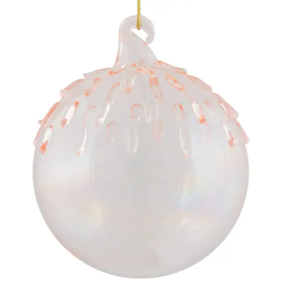 Northlight Textured Fused Glass Christmas Ball Ornament - 3" - Transparent Pink {5}