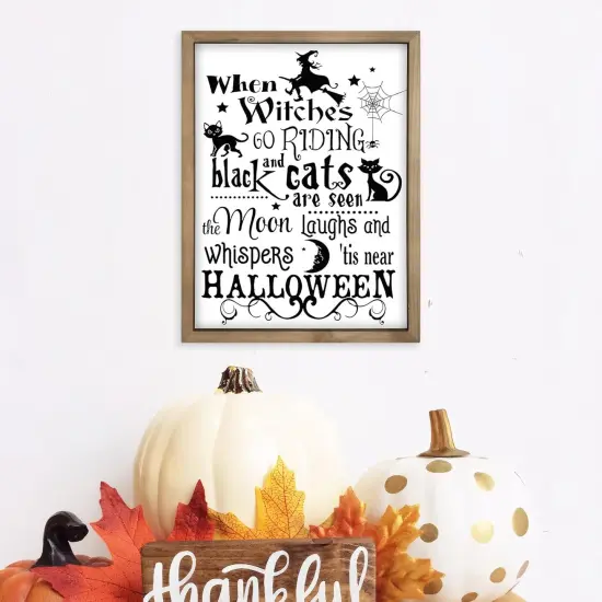 Halloween Wall Decor - Witch and Black Cat - 15.7&times;11.8 Inch {3}
