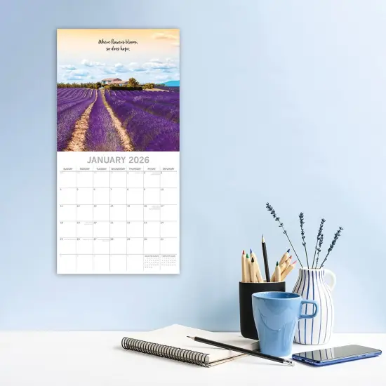 The Gifted Stationary 2026 Square Wall Calendar, Tranquility, 16-Month Mind, Body, Spirit Theme Hanging Calendar with 180 Reminder Stickers, Month Planner for Home, or Creative Spaces, 12x12 In Multicolor {2}