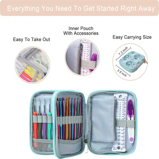 Crochet Hooks Kit with Case, 86-Piece, Ergonomic Crochet Needles Weave Yarn Kits DIY Hand Knitting Art Tools {4}