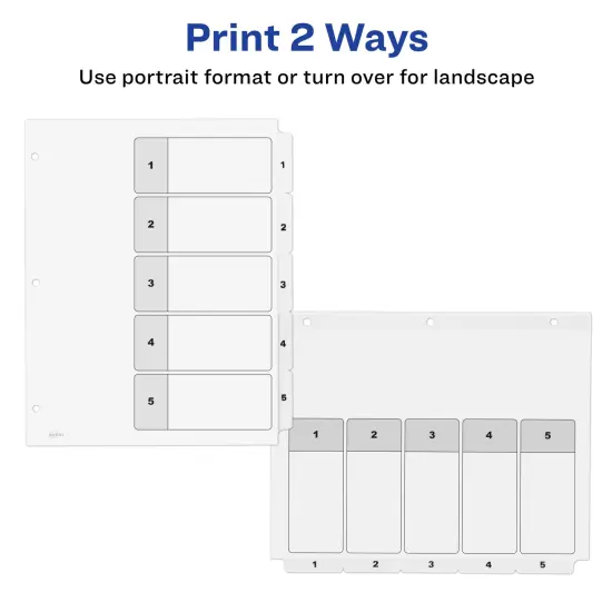 Avery Dividers for 3 Ring Binders, 5 Tabs per Set, Customizable Table of Contents, Classic White Tabs (6 Sets of 11821) {3}