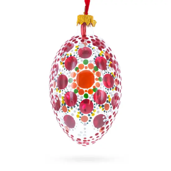 Red Poppy Floral Glass Egg Ornament 4 Inches {4}