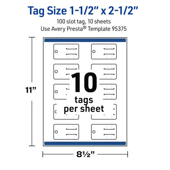 Avery Printable Rounded Rectangle Slot Tags, Sure Feed Technology, 1-1/2" x 2-1/2", Matte White Cardstock, Print-to-The-Edge, Laser/Inkjet Printable, 100 Total {11}