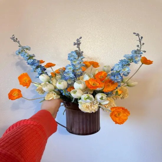 Artificial Poppy Silk Flowers Faux Poppy Flower Stems for Wedding Party Table Centerpiece Arrangement White {7}