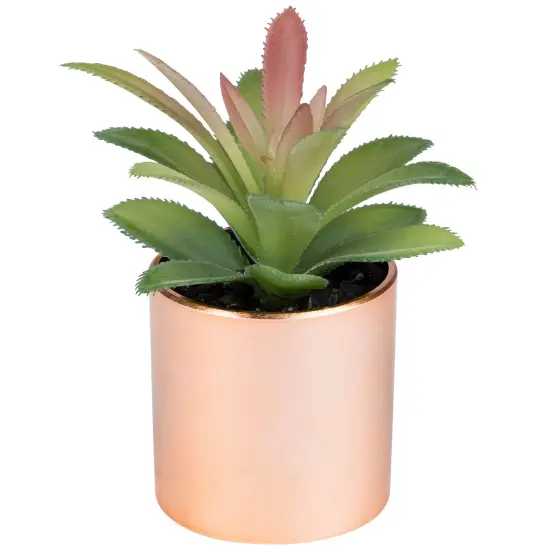 Northlight 5" Green Artificial Aloe Plant in a Rose Gold Pot {4}