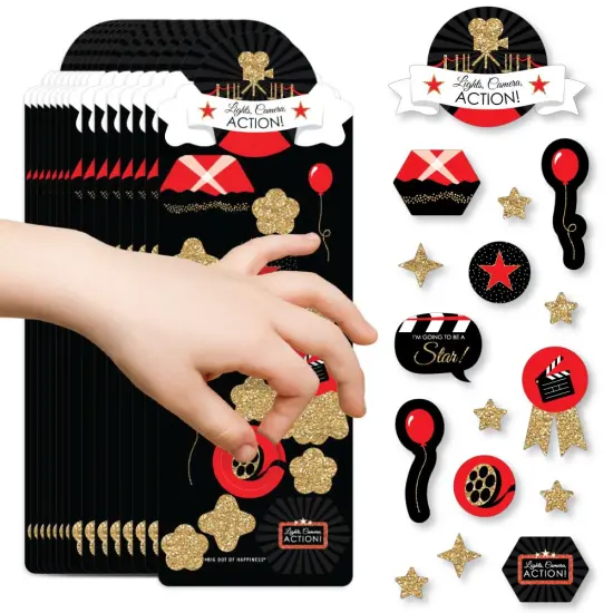 Big Dot of Happiness Red Carpet Hollywood - Movie Night Birthday Party Favor Kids Stickers - 16 Sheets - 256 Stickers {1}
