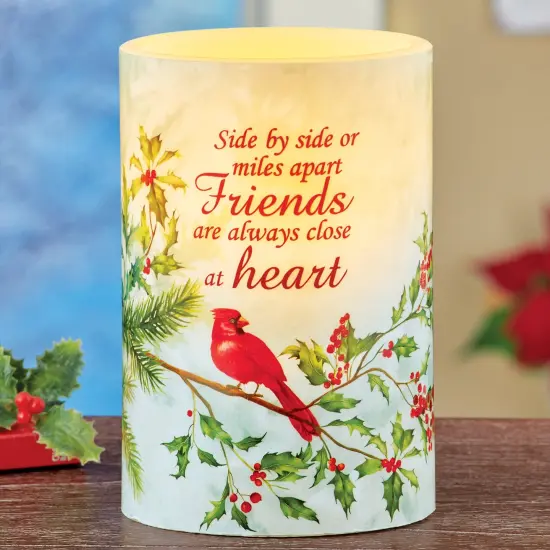 Collections Etc LED Lighted Cardinal Friend Tabletop Candle {1}