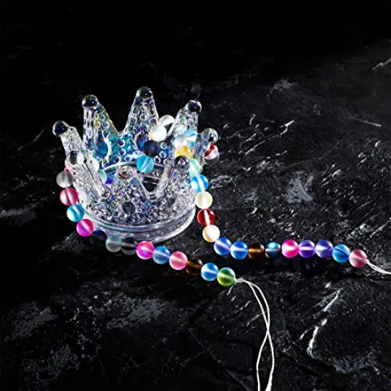 140 Pieces 8 mm Mermaid Glass Beads Bulk Matte Crystal Glass Beads Glass Frosted Moonstone Beads for Jewelry Making Crafts DIY, Multicolor (Bright Color) {5}