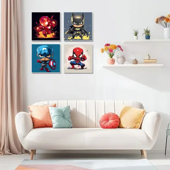 4 Pack Paint by Numbers Kit for Kids Paint by Number Kits Age 4-8 Painting Canvas for Kids Ages 8-12 Boys Framed Canvas Painting by Numbers Anime Drawing Kit Color by Numbers Kit for Kid 8x8 Inch {5}