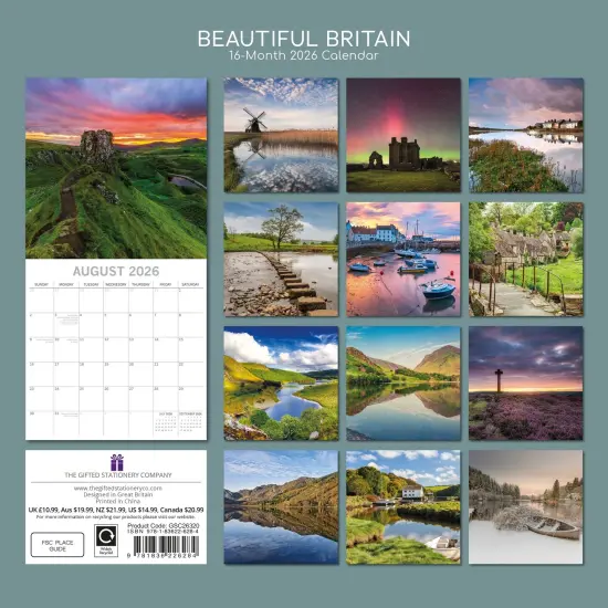 The Gifted Stationary 2026 Square Wall Calendar, Beautiful Britain, 16-Month Scenic Britain Theme Hanging Calendar with 180 Reminder Stickers, Month Planner for Home, or Creative Spaces, 12x12 In Multicolor {4}