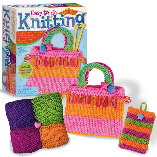 4M: Easy-To-Do: Knitting - DIY Craft Kit, Learn 2 Yarn Work Projects, Skill Building All-In-1 Set, Tools & Colorful Yarn, Beginners & Kids Ages 8+ {3}