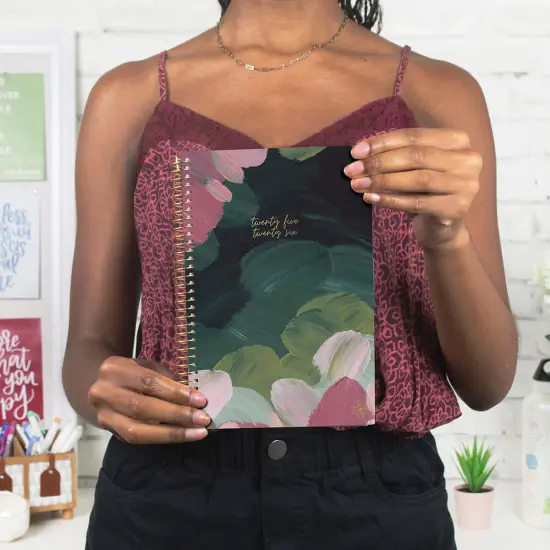 bloom daily planners 2025-26 Academic Planner, Soft Cover, 5.5" x 8.25", Emerald Paint Strokes {2}