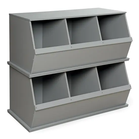 Badger Basket Three Bin Stackable Storage Cubby Gray {6}