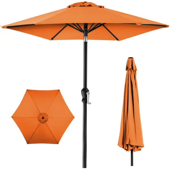 Best Choice Products 10ft Outdoor Steel Market Patio Umbrella w/ Crank, Tilt Push Button, 6 Ribs Resort Blue {7}