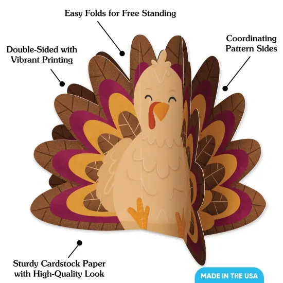 Big Dot of Happiness 3D Thanksgiving Turkey Centerpiece Table Decorations, Freestanding Fall Friendsgiving Party Decor, Turkey Centerpieces - 8 Count {4}